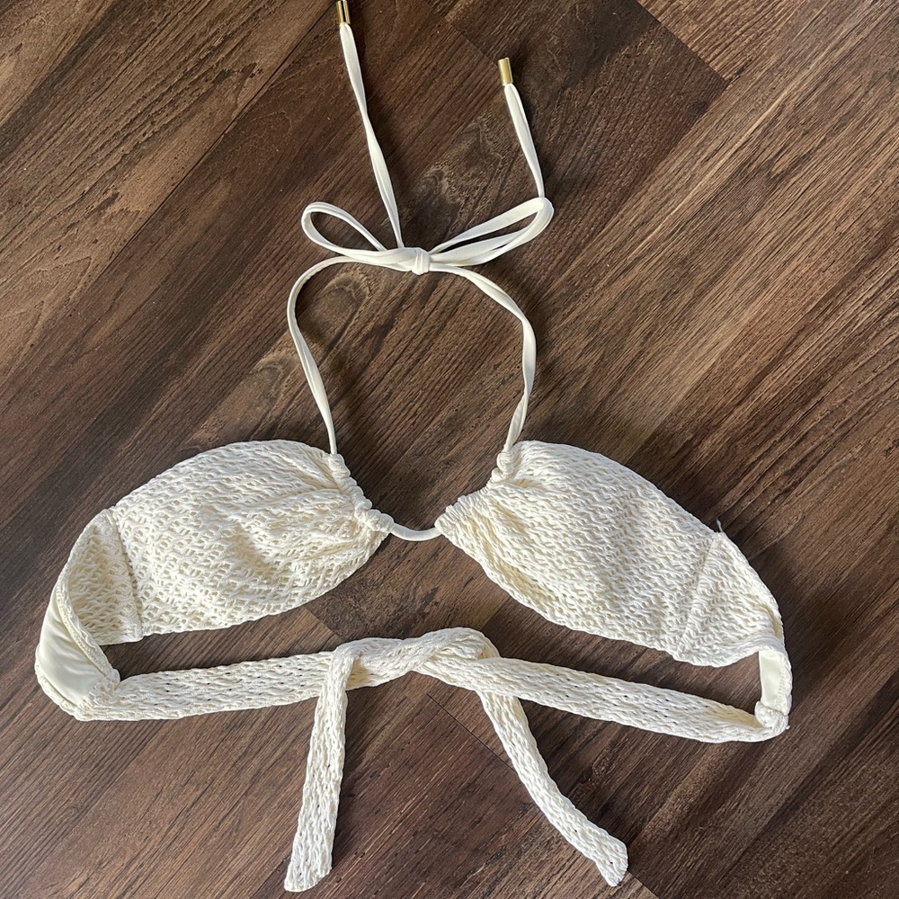 Monday Swimwear Ivory Crochet Copacabana Top sz P